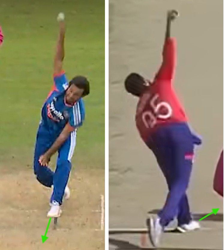 Front-foot contact comparison – Ravi Bishnoi vs Adil Rashid