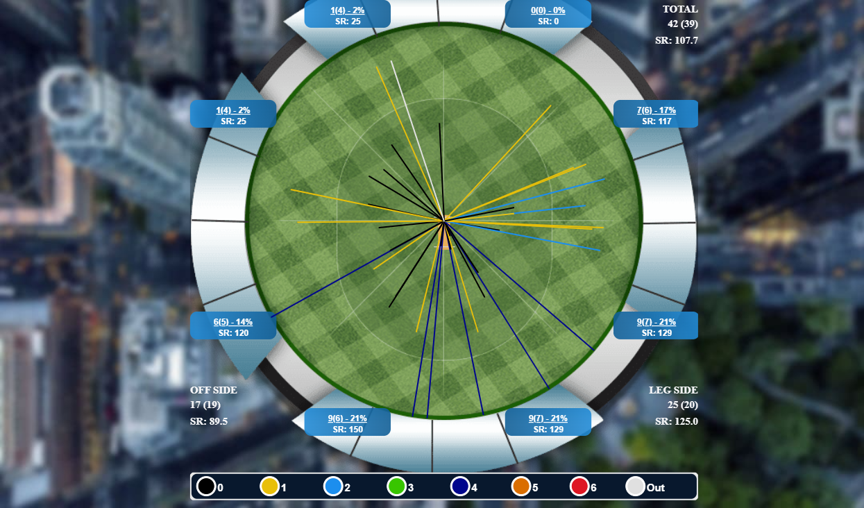Virat Kohli's overall wagon wheel against pacers